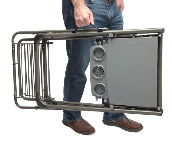 Cuisinart Portable Folding Grill Stand with Side Tables, Cup Holders & Storage Shelf - Lightweight Collapsible BBQ Table for Outdoor Cooking, Camping & Picnics - Perfect for Backyards, Tailgating & Beach Parties