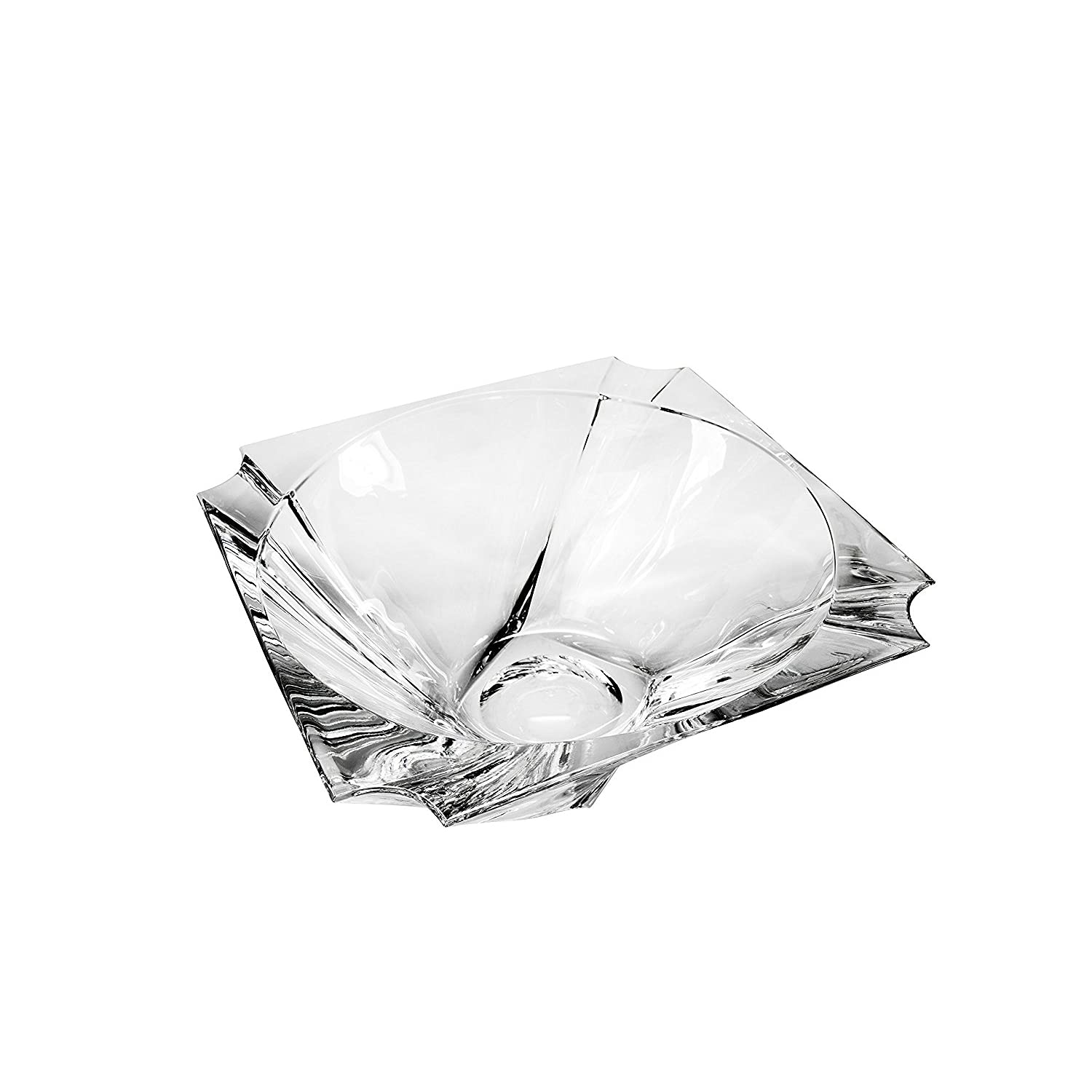 Handcrafted Modern Crystal Decorative Bowl - Balzac Collection by World Gifts - 10.5 Inch Luxury Serving Bowl for Dining Table Centerpiece, Wedding Gift & Home Decor