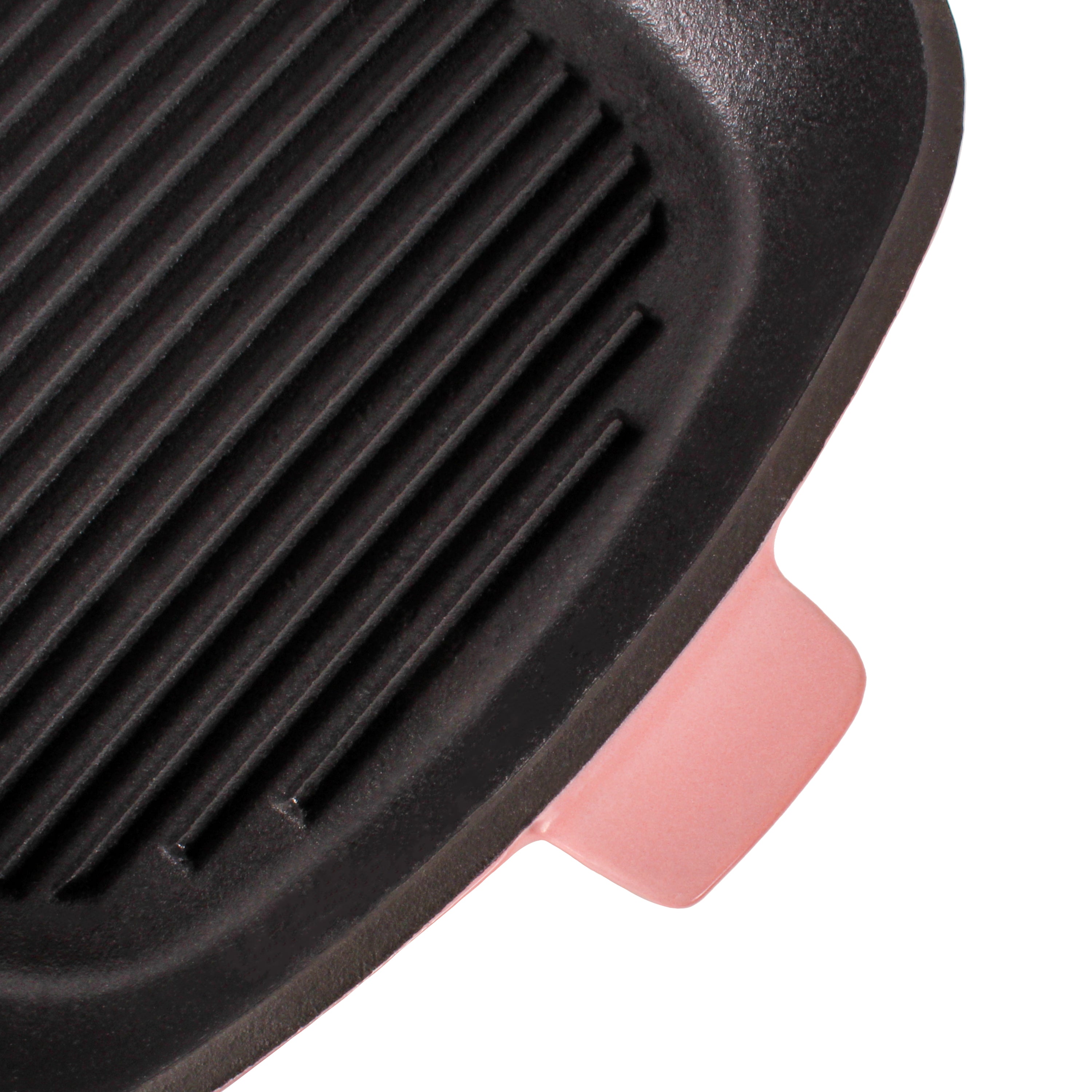 BergHOFF Neo 2-Piece Cast Iron Grill Pan Set with Steak Press - 11 Inch Nonstick Skillet, Pink - Perfect for Indoor & Outdoor BBQ, Grilling Steaks, Burgers & Vegetables