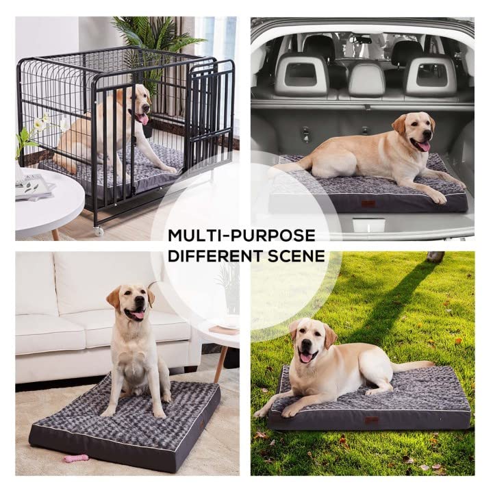 XL Orthopedic Dog Bed for Large & Extra Large Dogs - Egg Crate Foam Support - Grey - Perfect for Senior Dogs & Joint Pain Relief - Ideal for Living Room, Bedroom or Kennel