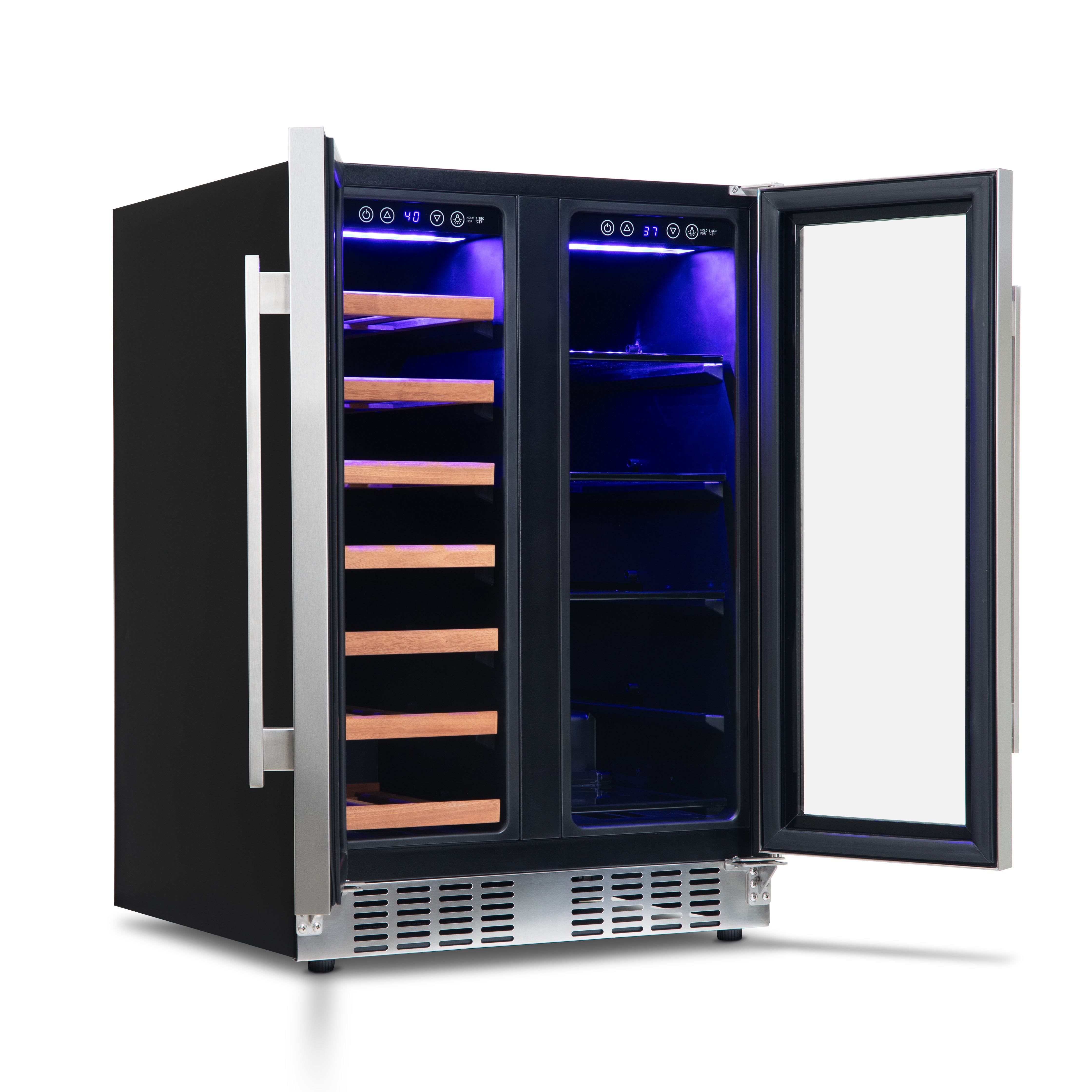 Newair® 24 Inch Dual Zone Wine and Beverage Cooler with French Doors - Perfect for Home Bars, Restaurants, and Wine Cellars