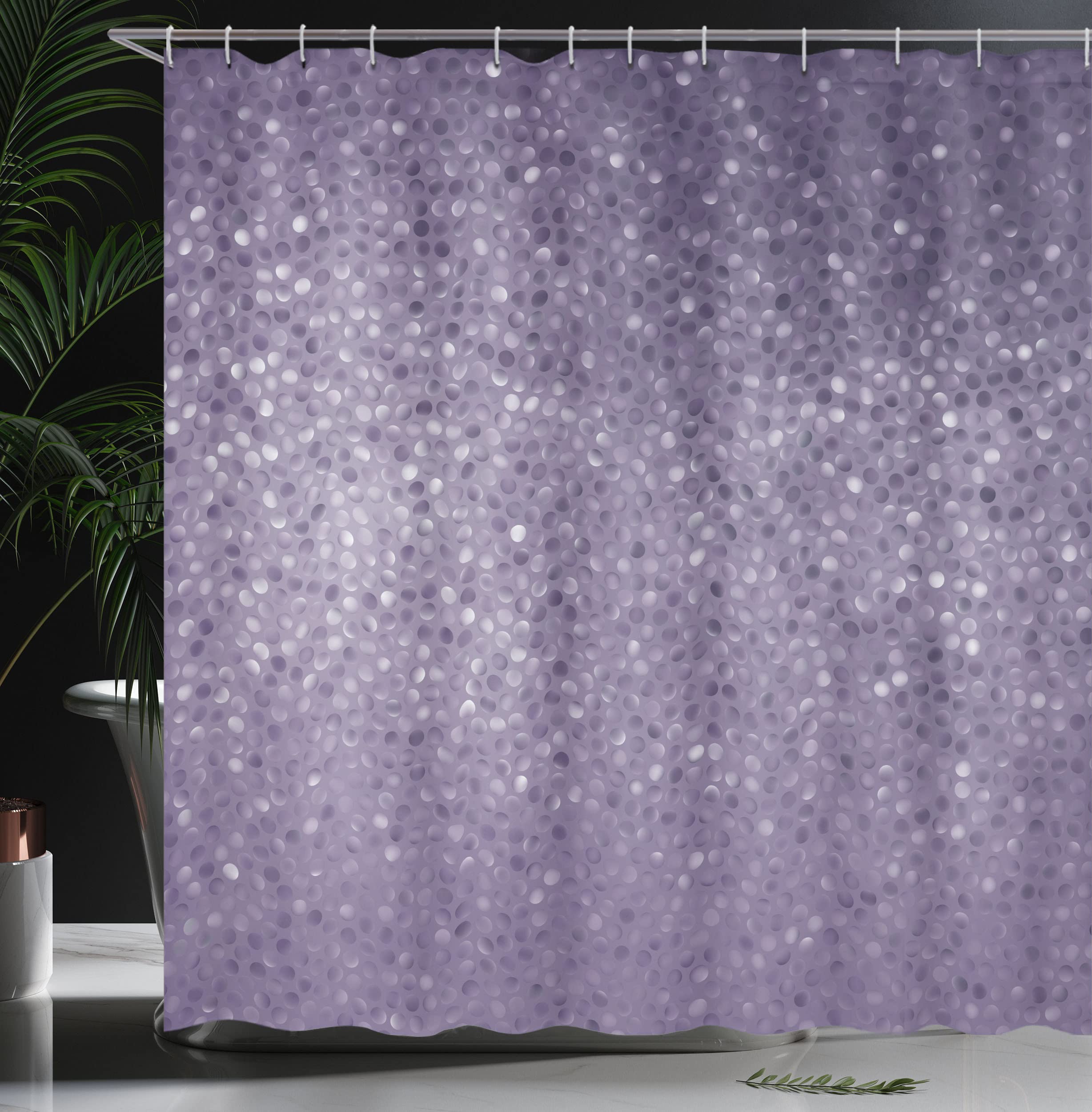 Ambesonne Geometric Shower Curtain with Small Dot Tiles Pattern - Classic Modern Bathroom Decor Set with Hooks, 69