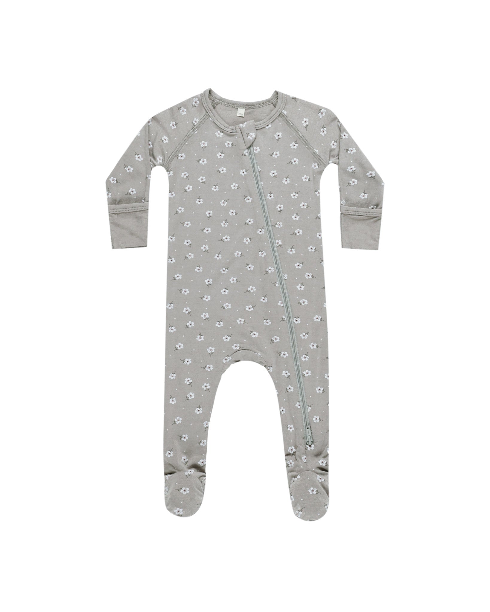 Quincy Mae Soft Bamboo Baby Footie Pajamas - Blue Ditsy Floral Print | Cozy Sleepwear for Infants & Toddlers | Perfect for Nursery, Bedtime & Playtime