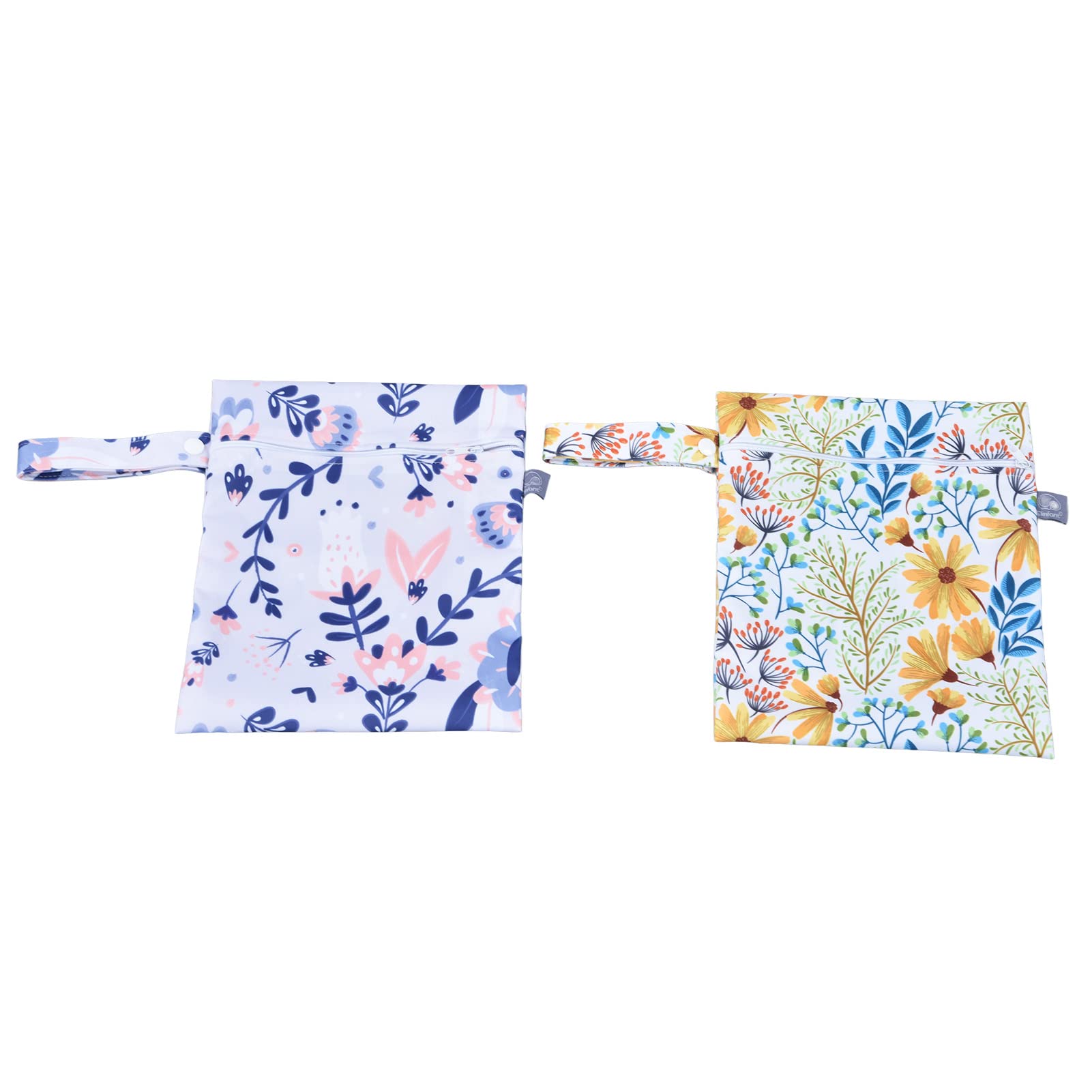 Waterproof Reusable Wet Dry Bags 2 Pack - Eco-Friendly Cloth Storage Pouches for Daycare, Swim, Gym & Travel (ES075-020) | Perfect for Baby Essentials, Wet Clothes & Toiletries