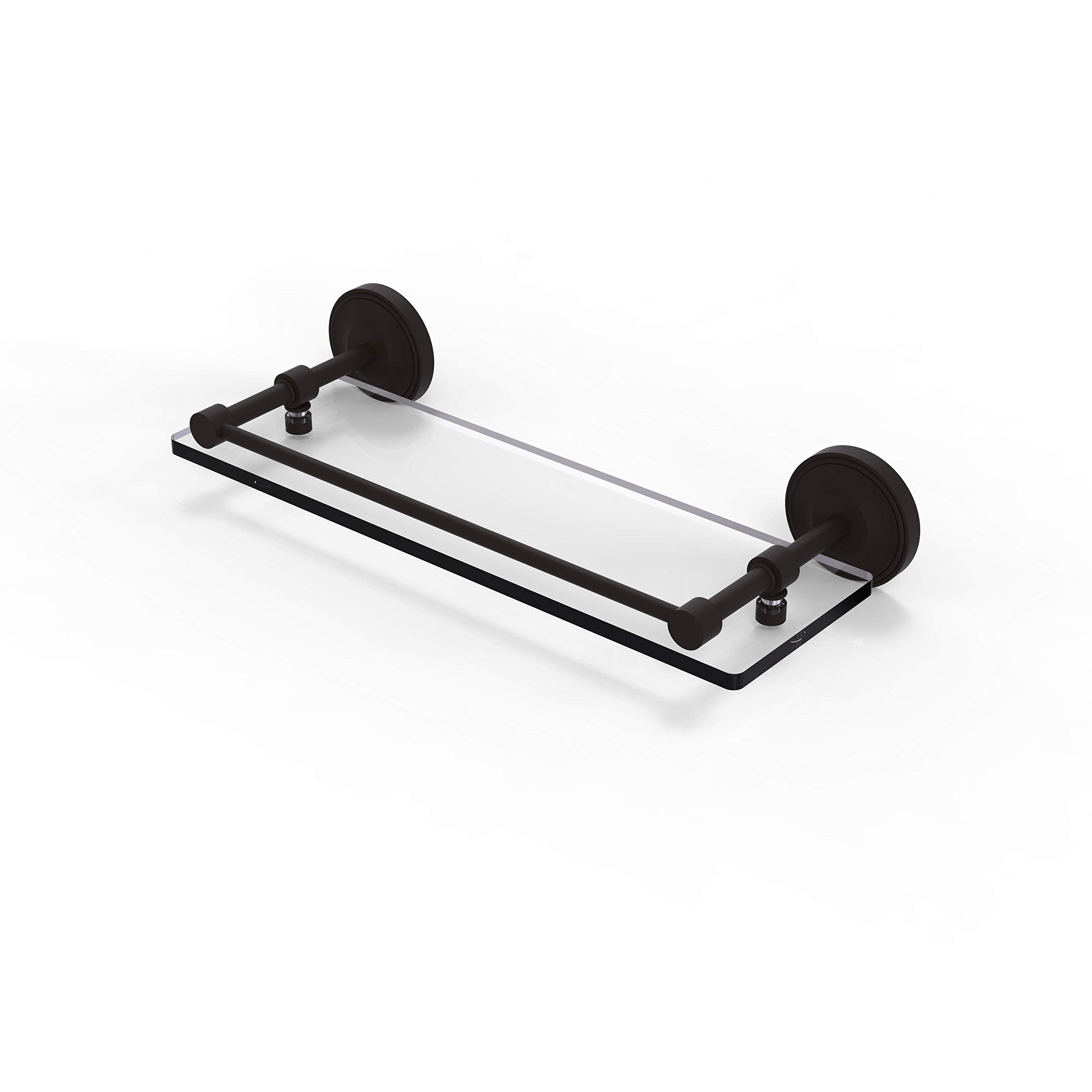 Allied Brass PRBP-1/16-GAL-ORB 16-Inch Oil Rubbed Bronze Tempered Glass Shelf - Prestige Regal Gallery Rail for Bathroom, Kitchen & Living Room Decor