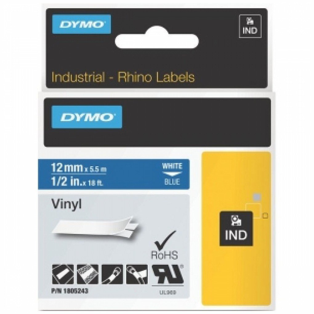 Dymo 1805243 Rhino Colored Vinyl Label Tape - 0.5