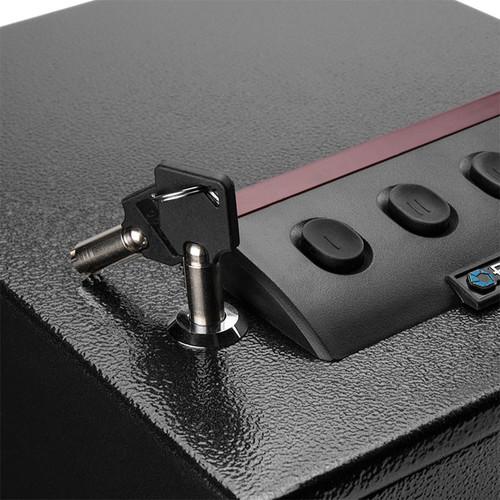 Barska AX12432 Quick Access Biometric Pistol Safe - Secure Handgun Storage for Home, Office & Travel | Fast Keypad & Fingerprint Entry for Emergency Protection
