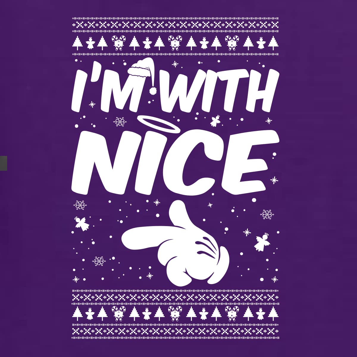 Wild Bobby 'I'm With Nice Ugly' Christmas Sweater - Unisex Crewneck Graphic Holiday Sweatshirt for Xmas Parties & Family Gatherings
