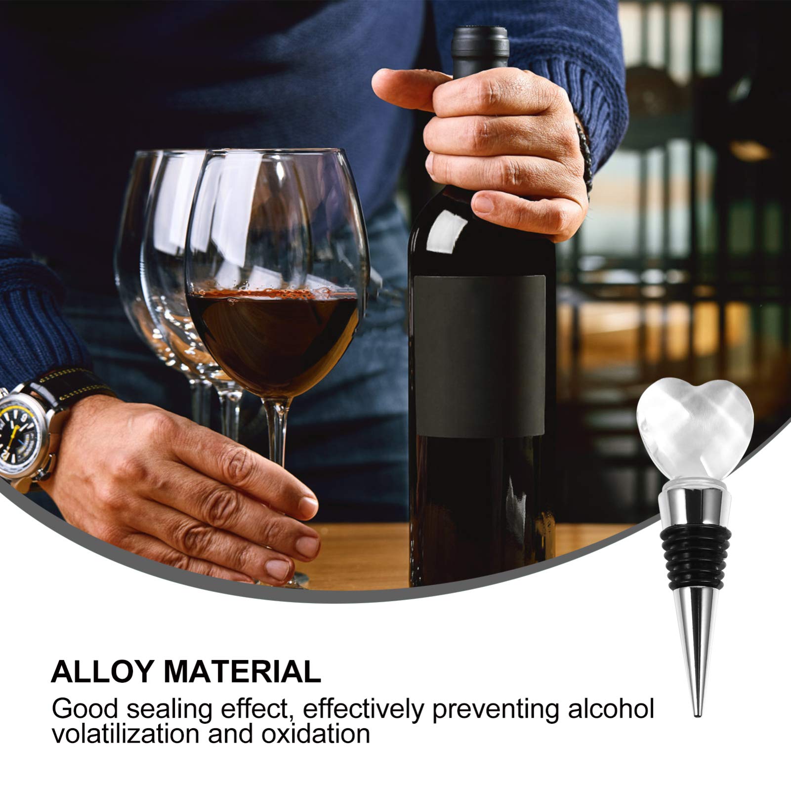 Heart-Shaped Wine Stopper - Rhinestone Alloy Wine Bottle Plug & Vacuum Sealer - Decorative Wine Bottle Cap for Parties, Weddings & Romantic Dinners