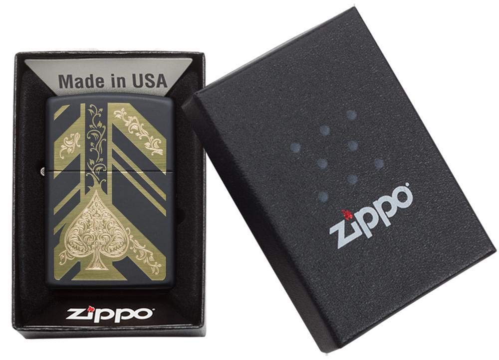 Personalized Zippo Ace of Spades Classic Oil Windproof Lighter with Free Engraving - Matte Black | Perfect Gift for Christmas, Halloween & Valentine's Day | Great for Camping, Hiking & Outdoor Adventures