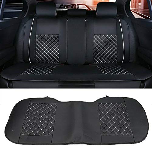 Premium Universal PU Leather Car Seat Cover Full Set - 5-Seat Front & Rear Cushions with Pillows for SUV, Truck, Van | All-Weather Protection & Comfort (Black/White Line) | Perfect for Daily Commute, Road Trips & Family Travel