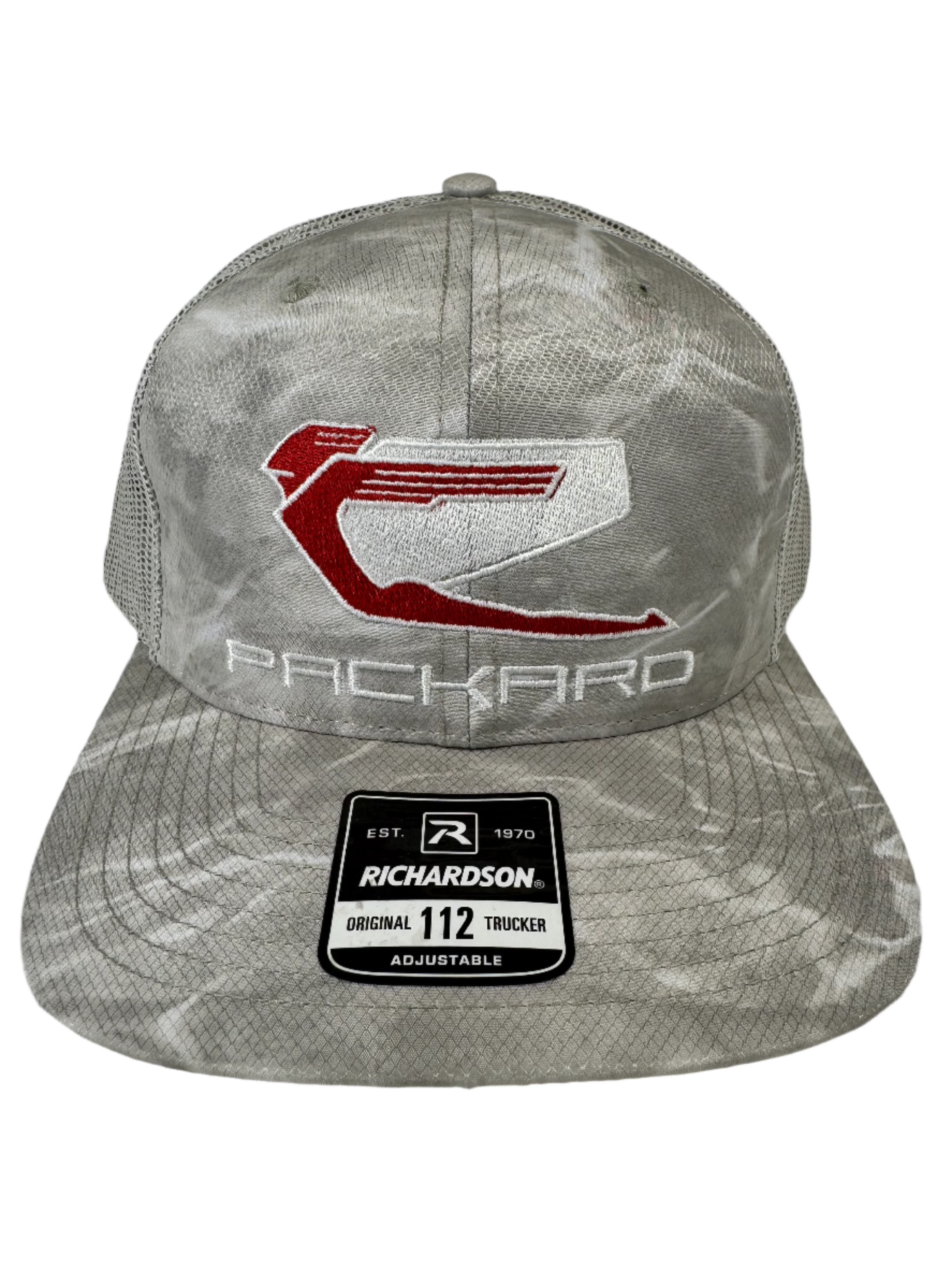 Stylish Embroidered Trucker Hat with Curved Brim - Red Logo Design for Men & Women | Perfect for Outdoor Activities, Sports, and Casual Wear