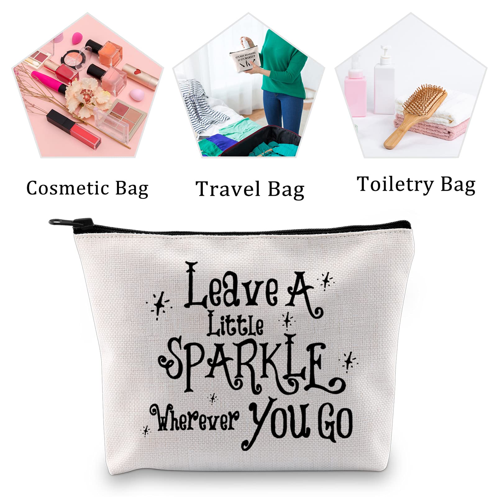 Sparkle Cosmetic Bag - Stylish Travel Makeup Organizer with Inspirational Quote, Perfect Gift for Women | Great for Travel, Gym & Everyday Use