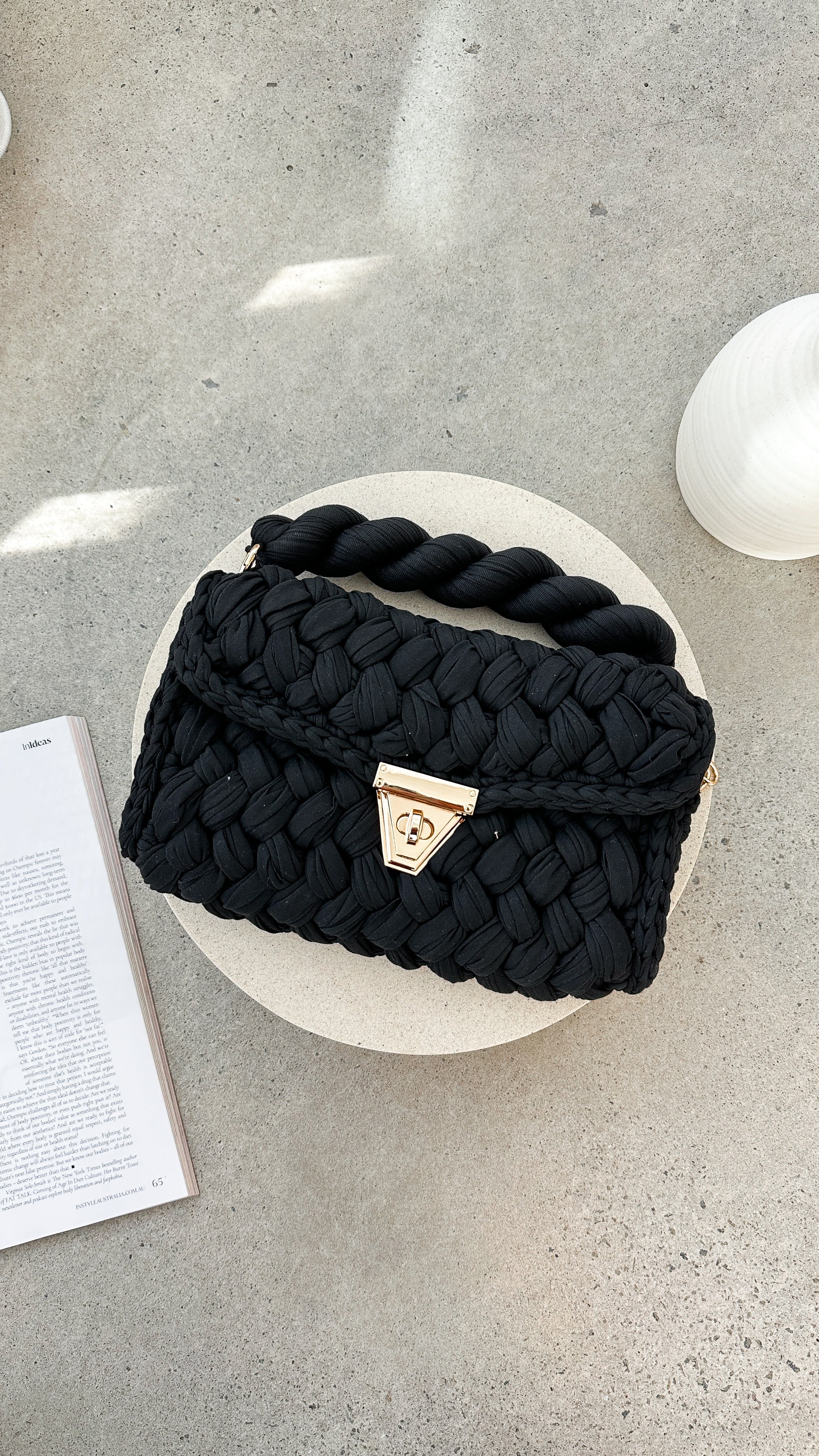 Annabel Chunky Plaited Leather Handbag for Women - Stylish Black Crossbody Purse with Adjustable Strap | Perfect for Work, Travel & Everyday Use
