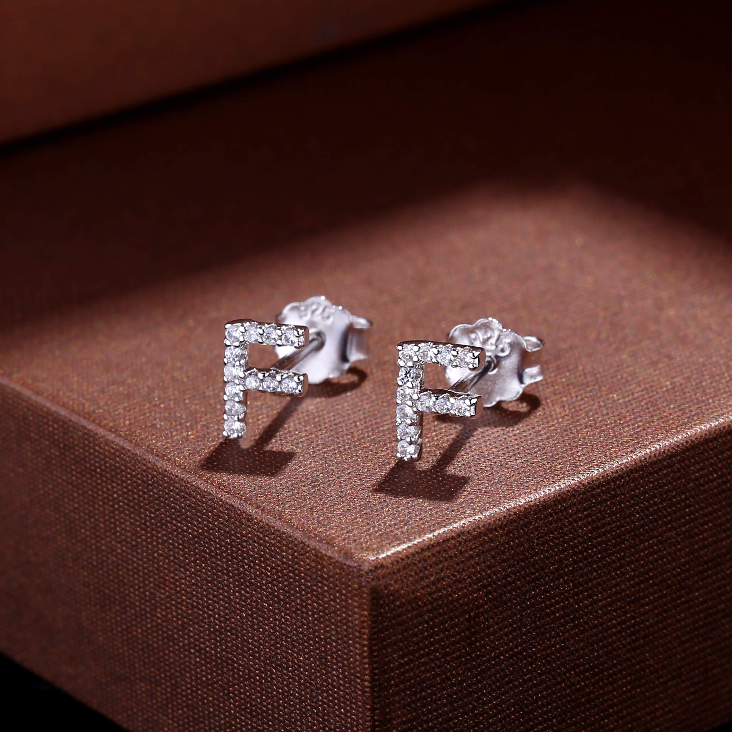 MONOOC Initial Stud Earrings for Women & Girls - Hypoallergenic S925 Sterling Silver Cubic Zirconia Letter Earrings | Perfect Birthday Gift, Everyday Wear & Special Occasion Jewelry