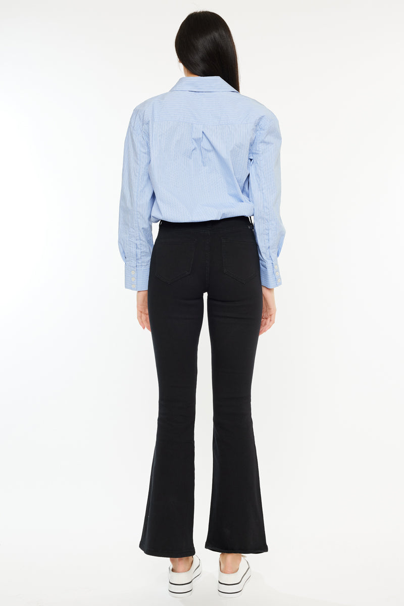 Petite High Rise Bootcut Jeans with Crystal Embellishments - Trendy Stretch Denim Pants for Women | Perfect for Casual Wear, Office Outfits & Night Out Looks