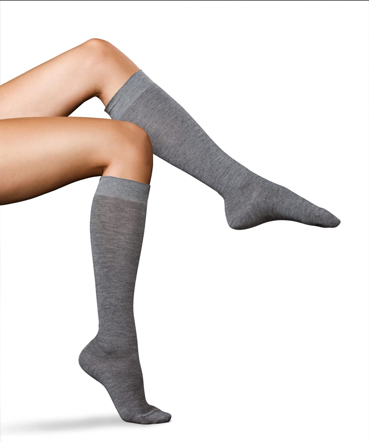 FALKE Women's No. 1 Finest Cashmere Socks - Lightweight Ultrasoft Winter Warm Socks for Women, Luxury Cashmere Stockings, Grey Melange 3390 (Size 5-6, 1 Pair) - Perfect for Cold Weather, Home & Office Comfort