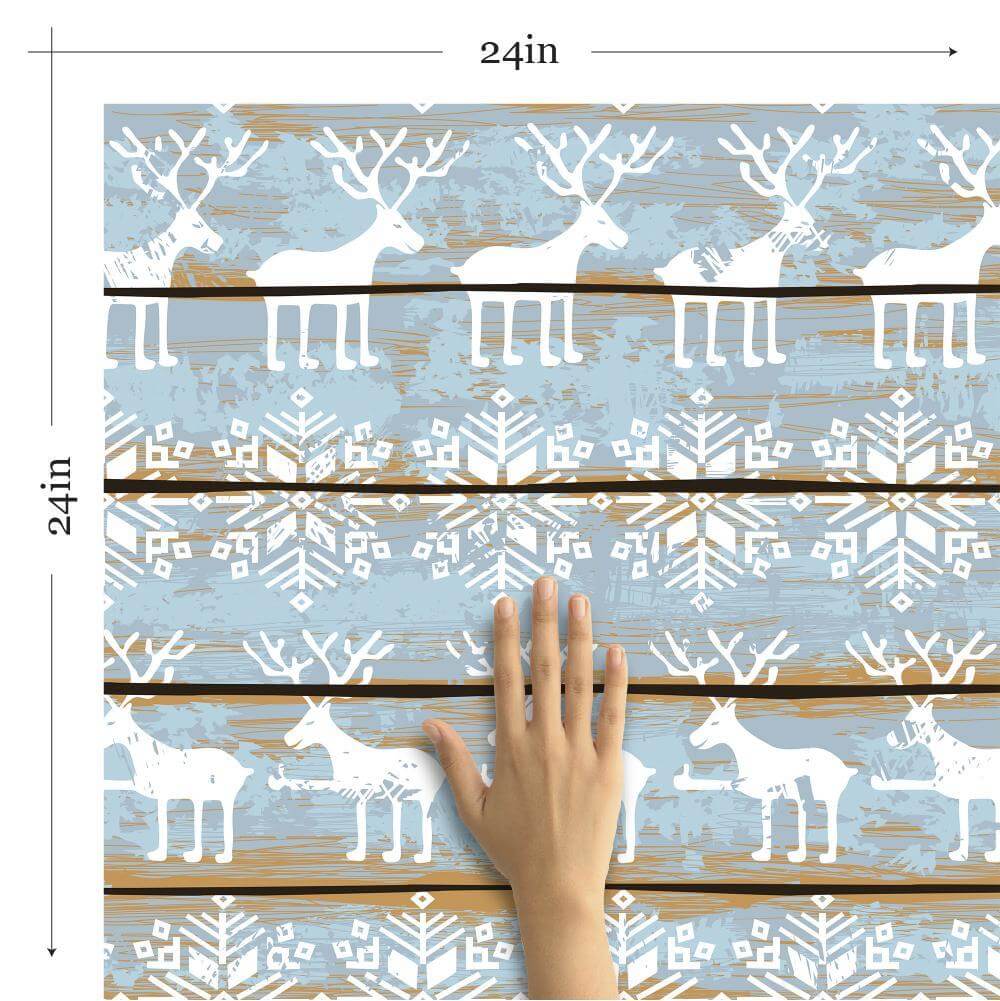 Teal and White Faux Themed Peel and Stick Removable Wallpaper 6233 - Self-Adhesive Decorative Wall Covering for Bedroom, Living Room, Nursery & Office Decor