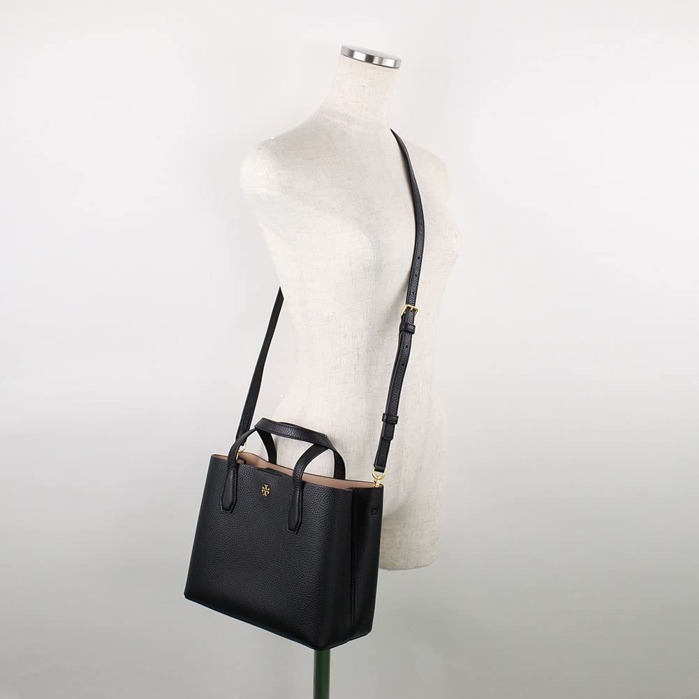 Tory Burch Women's Blake Small Leather Tote Bag - Black Crossbody Purse for Work, Travel & Everyday Use