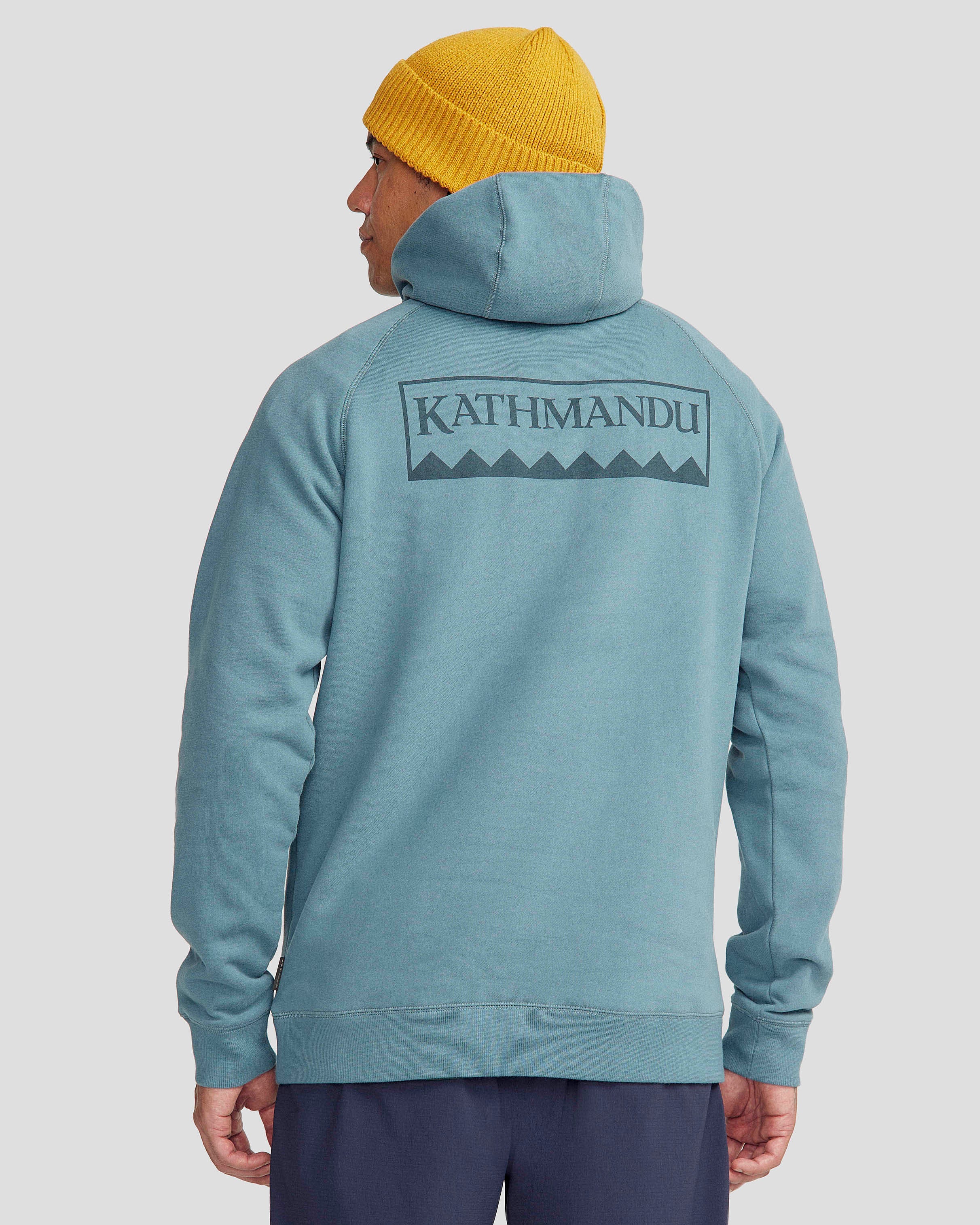 Heritage Men's Hoodie - Washed Blue Cotton Pullover for Casual Wear & Outdoor Activities