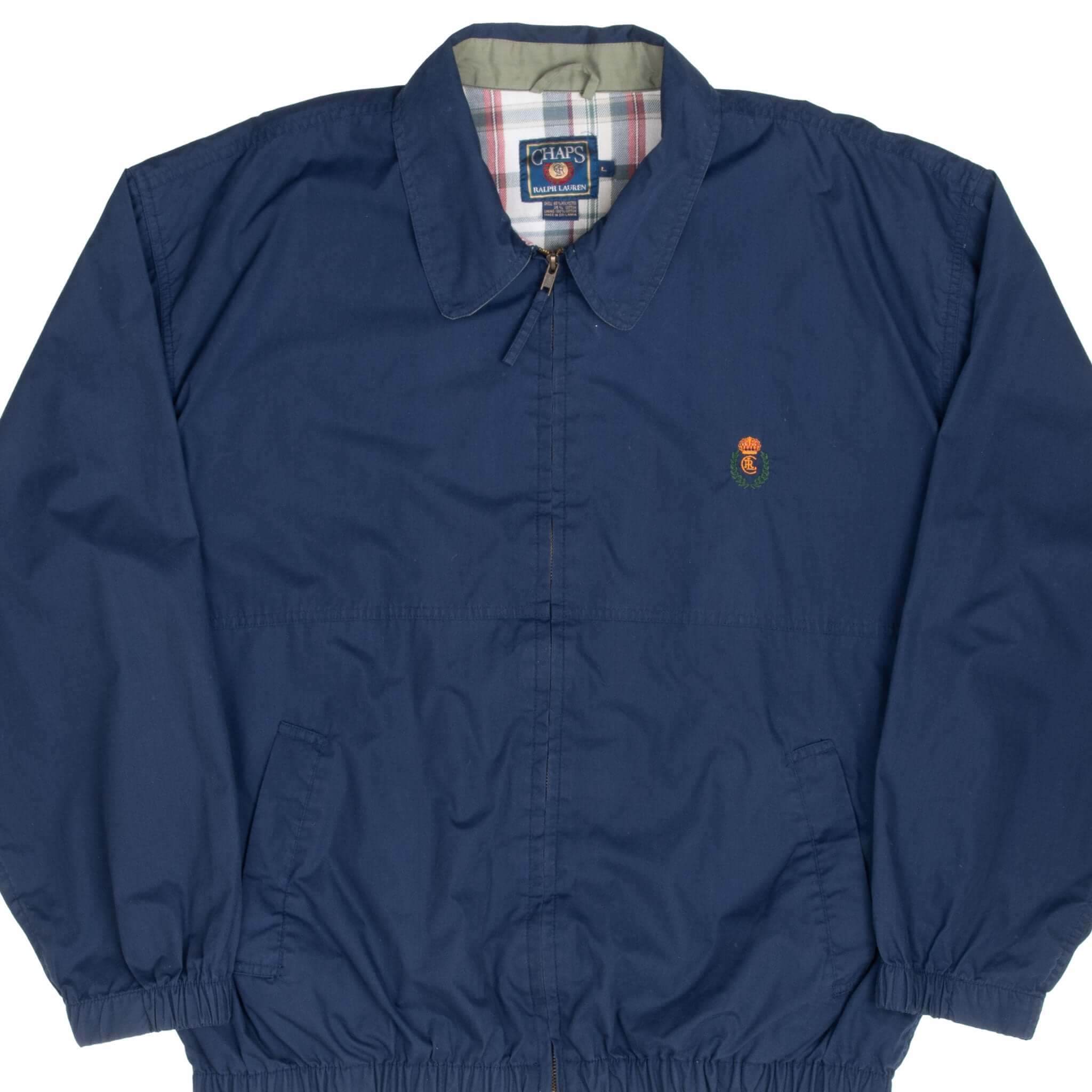 Vintage Ralph Lauren Chaps Blue Harrington Golf Jacket 1990s - Large Size | Classic 90s Style for Golfing, Casual Wear & Retro Fashion
