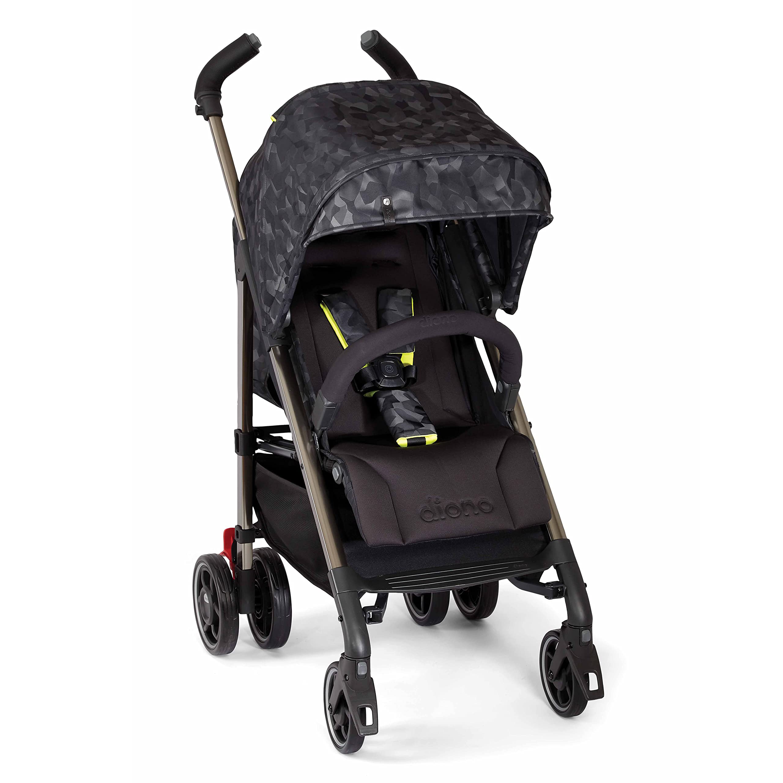 Diono Flexa Luxe Lightweight Umbrella Stroller for Babies & Toddlers - Compact Fold, Car Seat Compatible, XL Storage Basket, Black Camo - Perfect for Travel, Shopping & Everyday Use