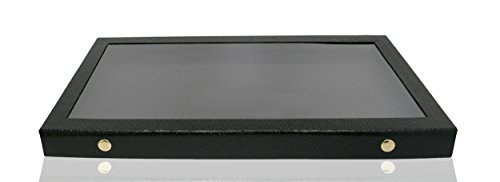 Premium Black Acrylic Jewelry Display Case with Snap-Close Lid - 14.75x8.25x1.15 Inches + Free Custom NB Pouch | Perfect for Jewelry Stores, Trade Shows & Gift Packaging