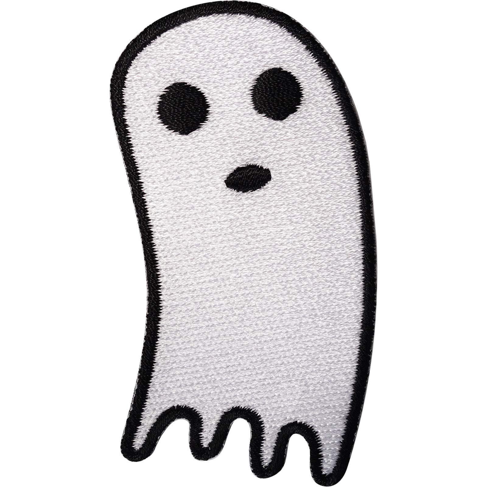 Ghost Patch Iron-On Sew On Halloween Spooky Embroidery Applique Badge for Costumes, Jackets & DIY Crafts