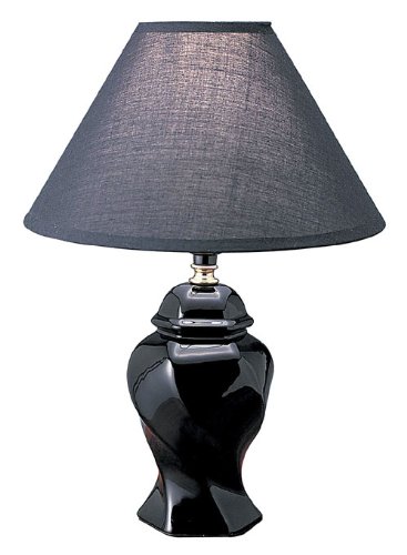 Elegant Black Ceramic Table Lamp - Modern Home & Office Decor Lighting for Living Room, Bedroom, or Study