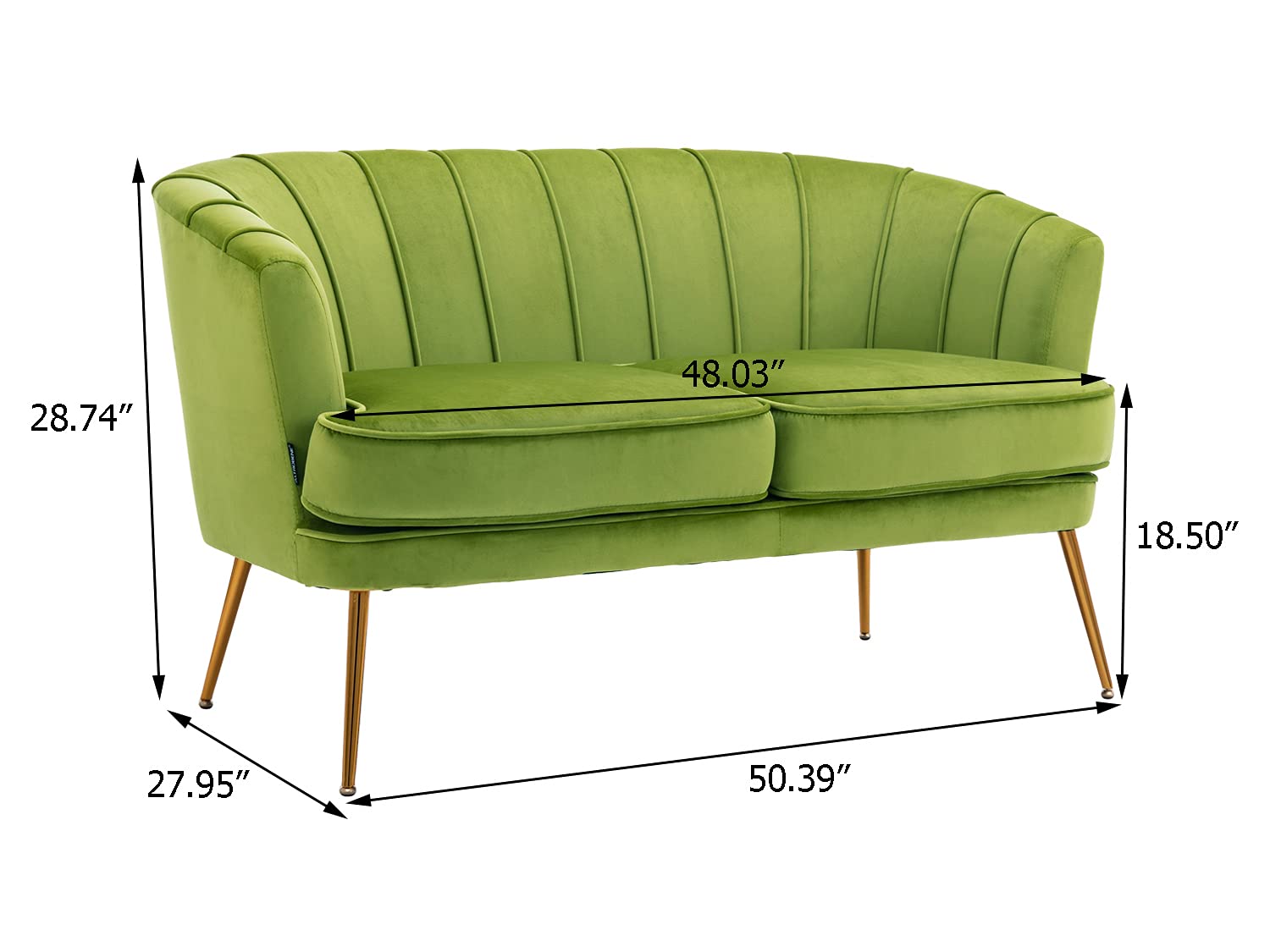 Luxury Velvet Loveseat Sofa - Modern Tufted Chesterfield 2-Seater Couch for Living Room & Bedroom - Grass Green | Perfect for Small Spaces, Apartments, and Cozy Home Decor