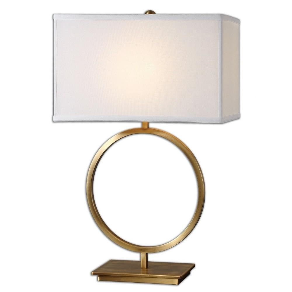 Modern Tall 1-Light Table Lamp with White Linen Rectangular Box Shade - 3-Way Switch for Bedroom, Living Room & Office Lighting