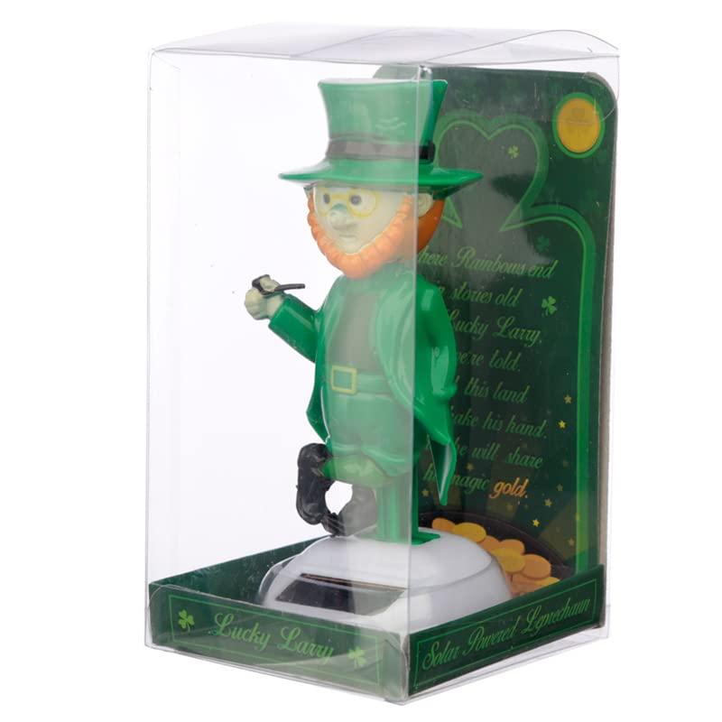 Solar Powered Leprechaun Animated Toy Car Decor - Fun Novelty Gift for Kids, Girls, Office & Car Decoration - 12cm Height - Perfect for St. Patrick's Day, Birthday Gifts & Desk Ornaments