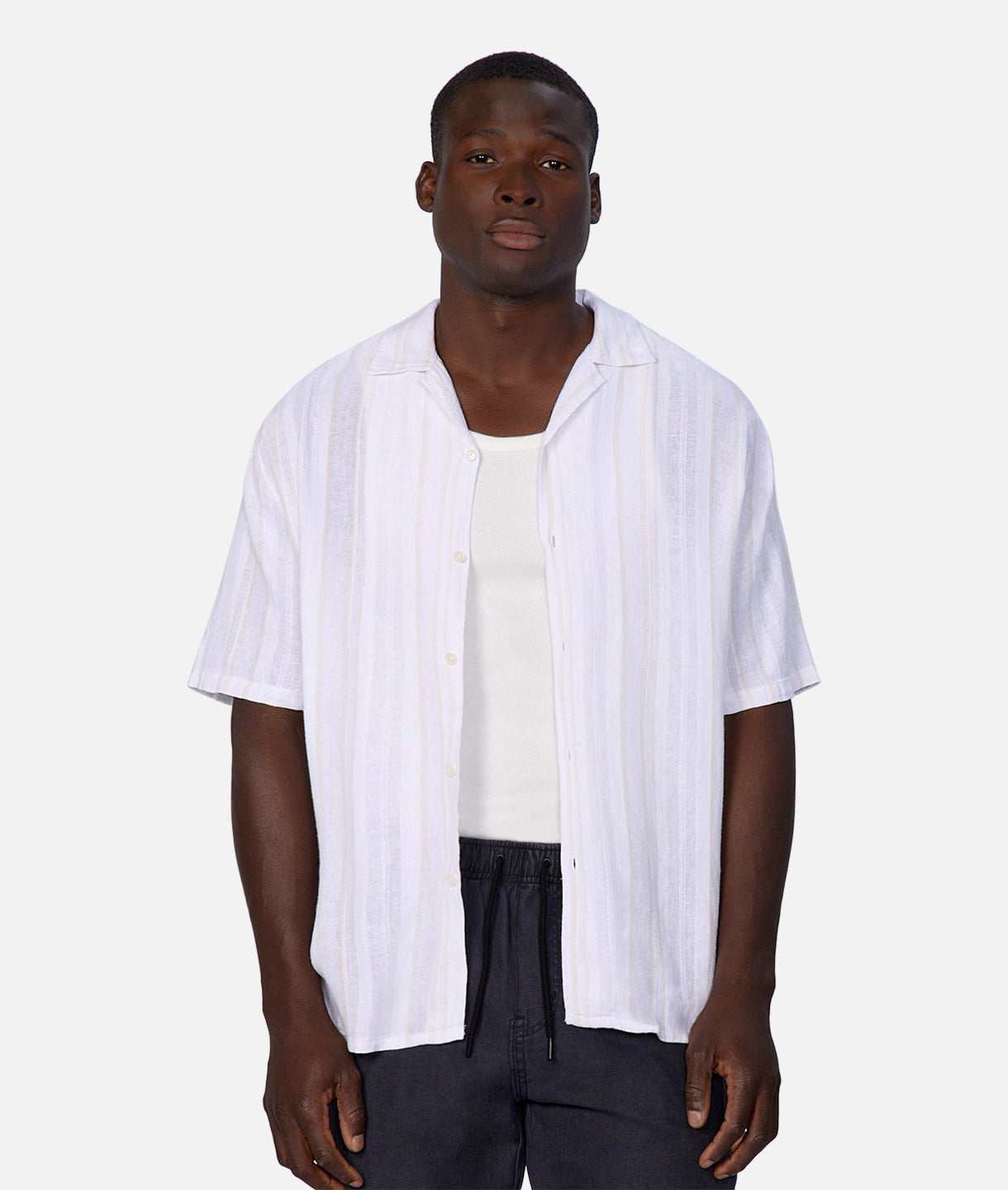 The Castino Short Sleeve Linen Shirt for Men - Breathable Cream White Summer Casual Shirt - Perfect for Beach, Vacation, and Outdoor Activities