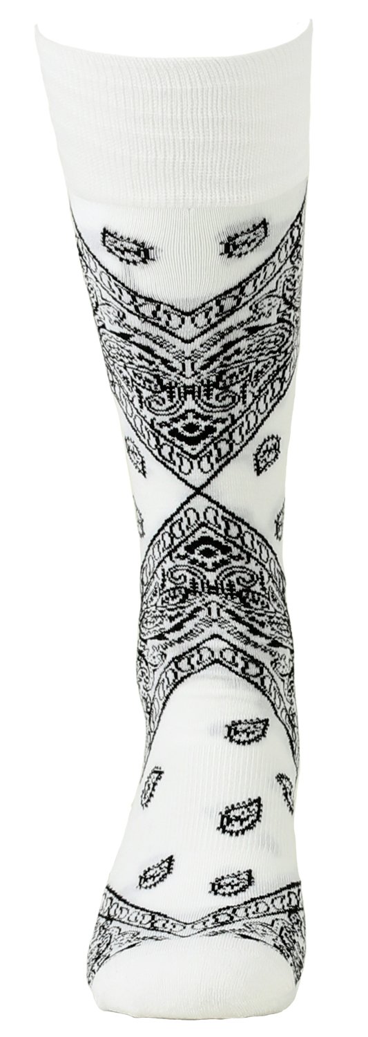 Paisley Print Cotton Men's Socks - Comfortable & Breathable One Size Fits Most (White) - Perfect for Casual Wear, Office & Gifts