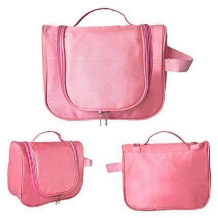 Marji & Anuvrutti Travel Toiletry Bag Organizer - Waterproof Cosmetic Makeup Bag for Women & Men - Perfect for Airplane, Gym, Camping (Baby Pink)