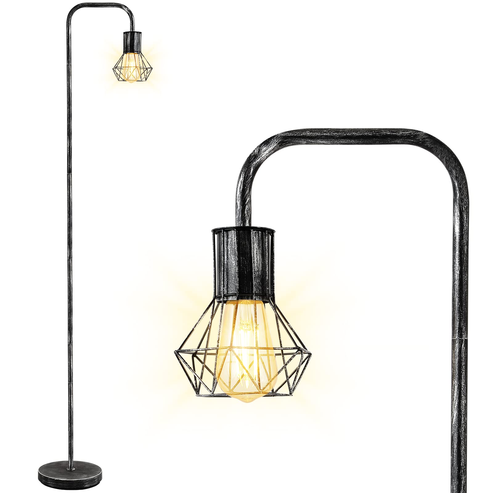 BoostArea Industrial Floor Lamp with 6W LED Bulb - Modern Standing Light with E26 Socket & Foot Switch - Whole Metal Vintage Design for Bedroom, Office, Living Room - Perfect for Farmhouse Decor & Reading Nook Lighting