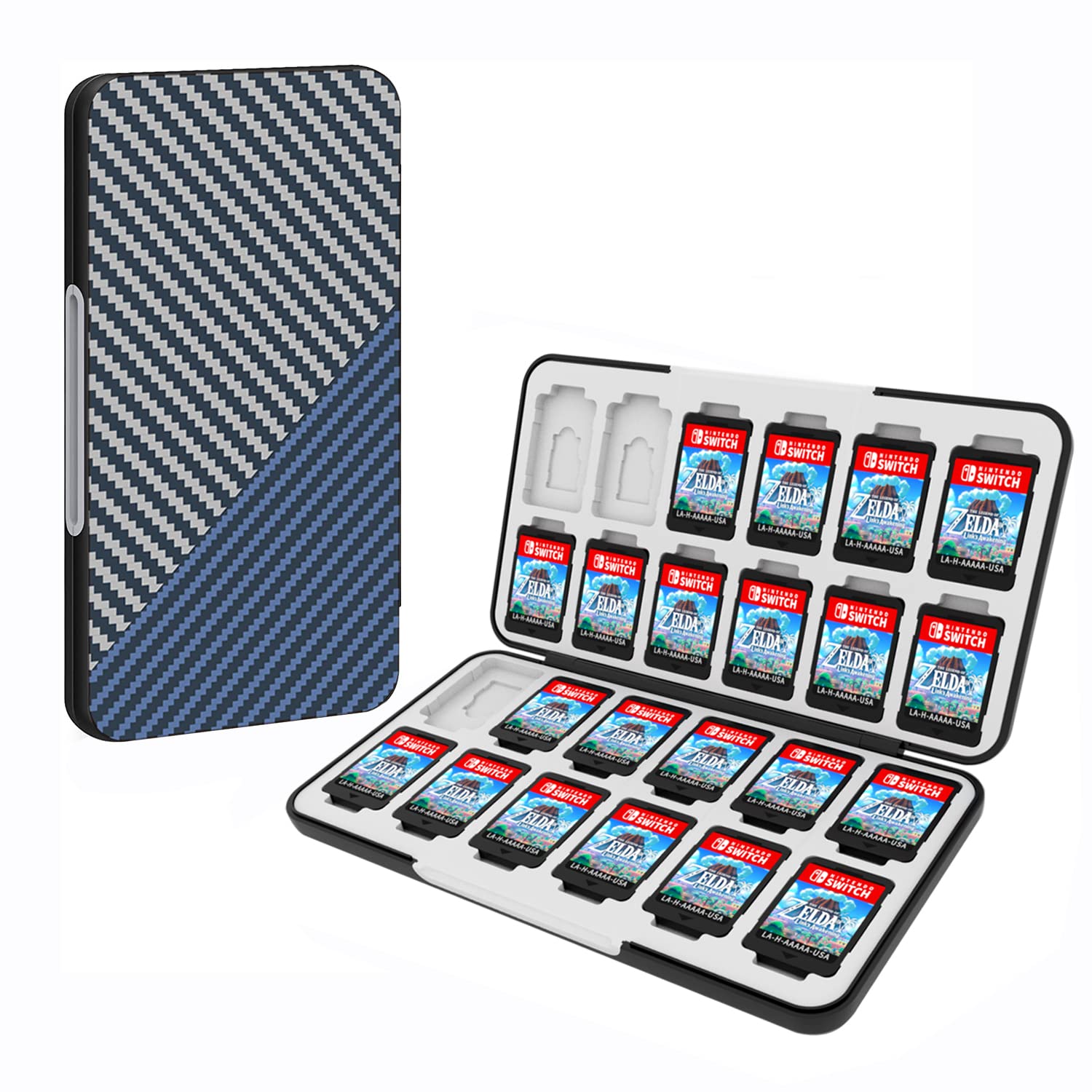 Nintendo Switch Game Card Case - 24 Slots Storage Holder for Switch & Switch OLED Games & Micro SD Cards | Soft Lined Interior with Magnetic Closure | Portable Travel Organizer for Gamers
