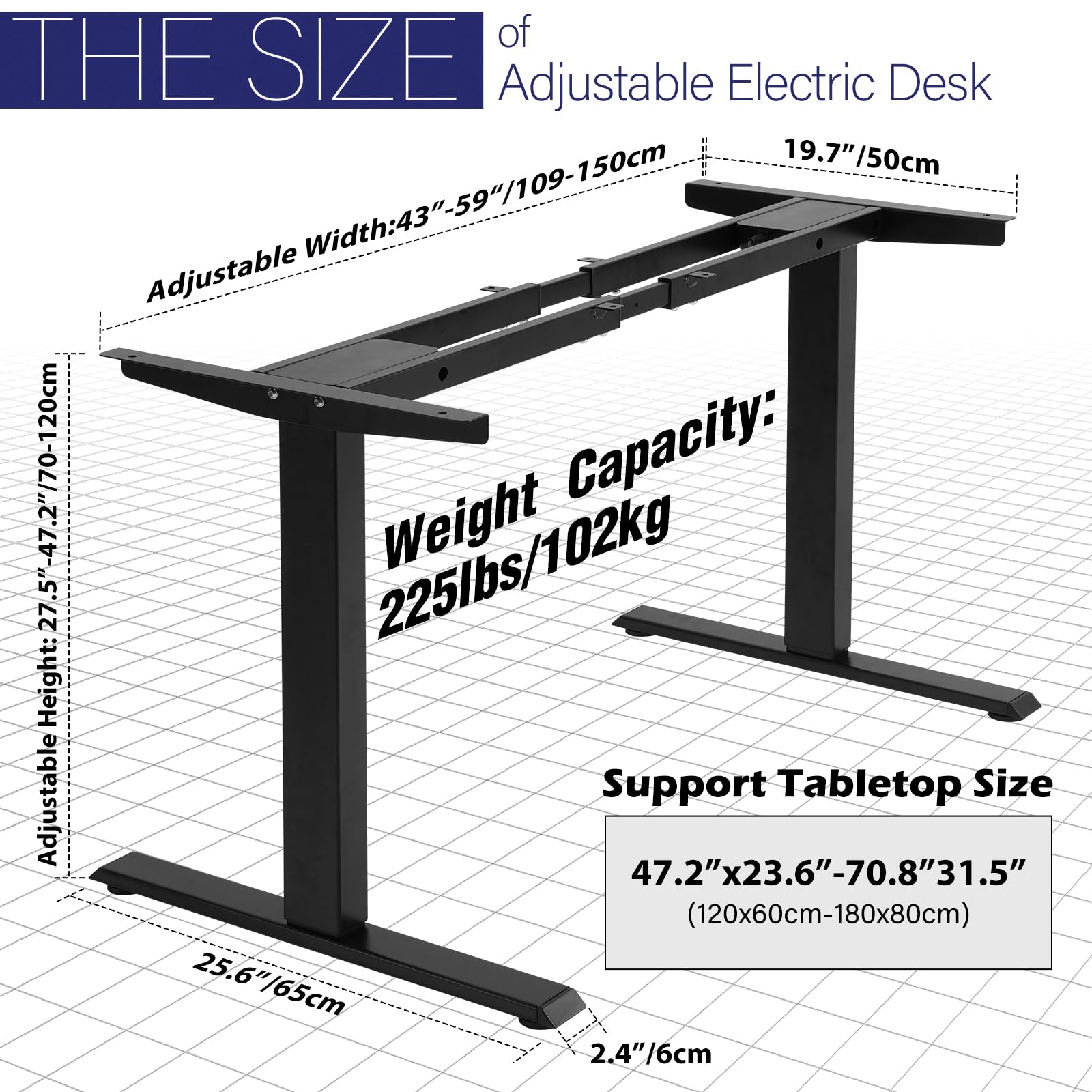 TOPSKY Dual Motor Electric Height Adjustable Standing Desk - 48 x 24 Inches, White Ergonomic Computer Desk for Home Office, Gaming & Workstation Setup