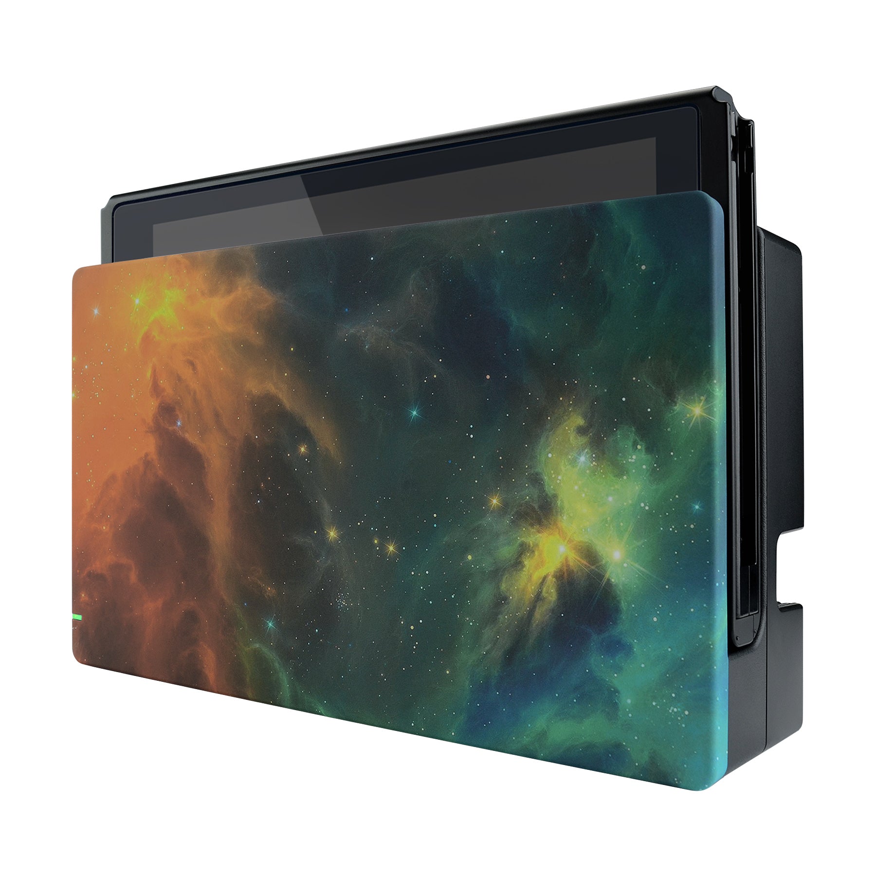 eXtremeRate Soft Touch Grip Faceplate for Nintendo Switch Dock - Orange Star Universe Design, DIY Replacement Housing Shell (Dock Not Included) | Perfect for Gaming Setups & Home Decor