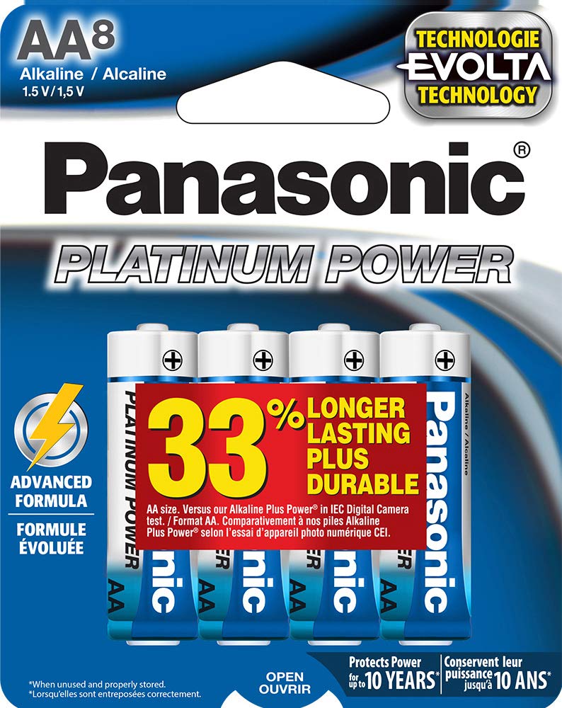 Panasonic Platinum Power AA Alkaline Batteries (8-Pack) - LR6XE/8B - Long-Lasting for Toys, Flashlights, Remote Controls & More
