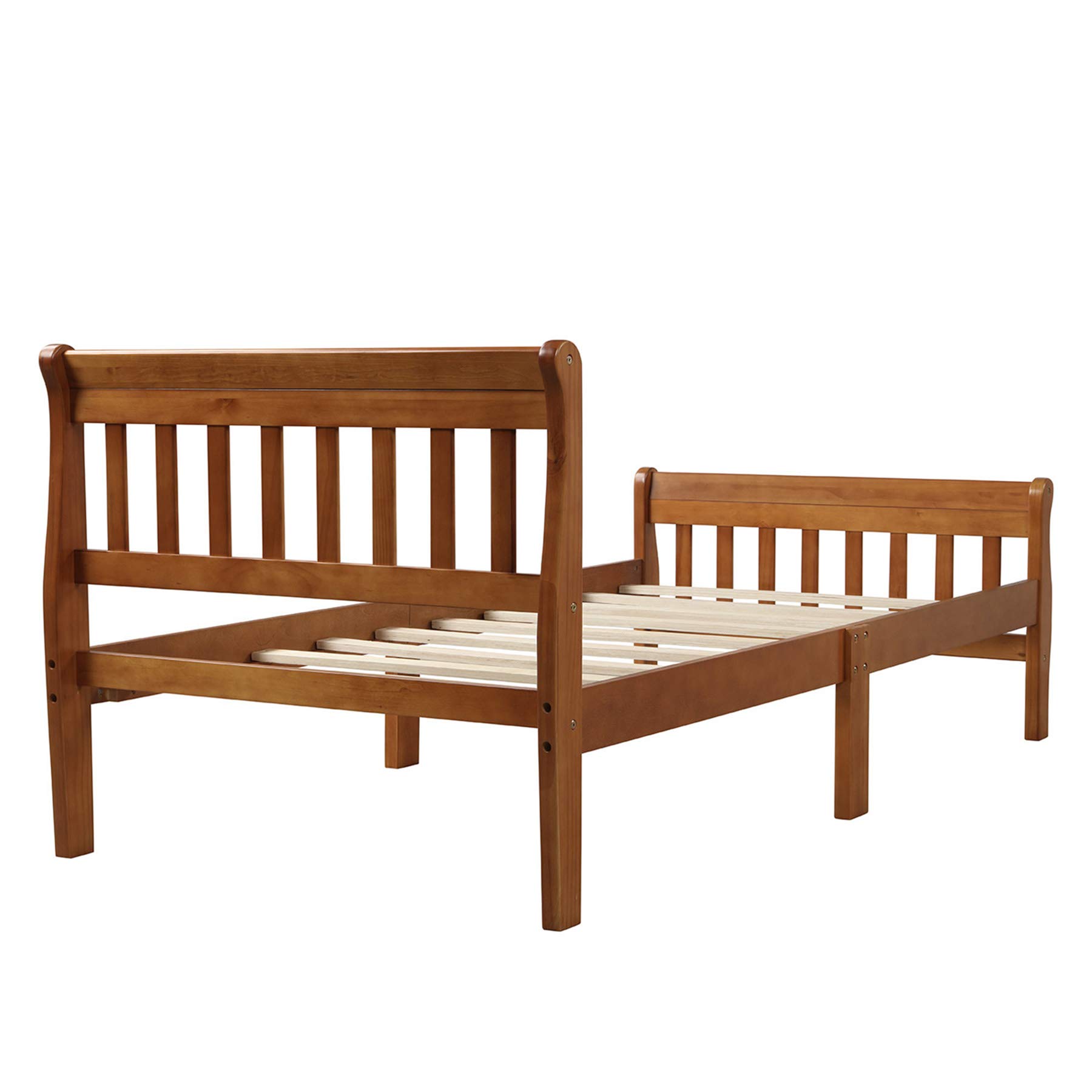 **Merax Solid Wood Twin Platform Bed Frame with Headboard & Footboard - Wood Slat Support, Mattress Foundation - Oak Finish - Perfect for Kids Rooms, Guest Bedrooms & Small Spaces**