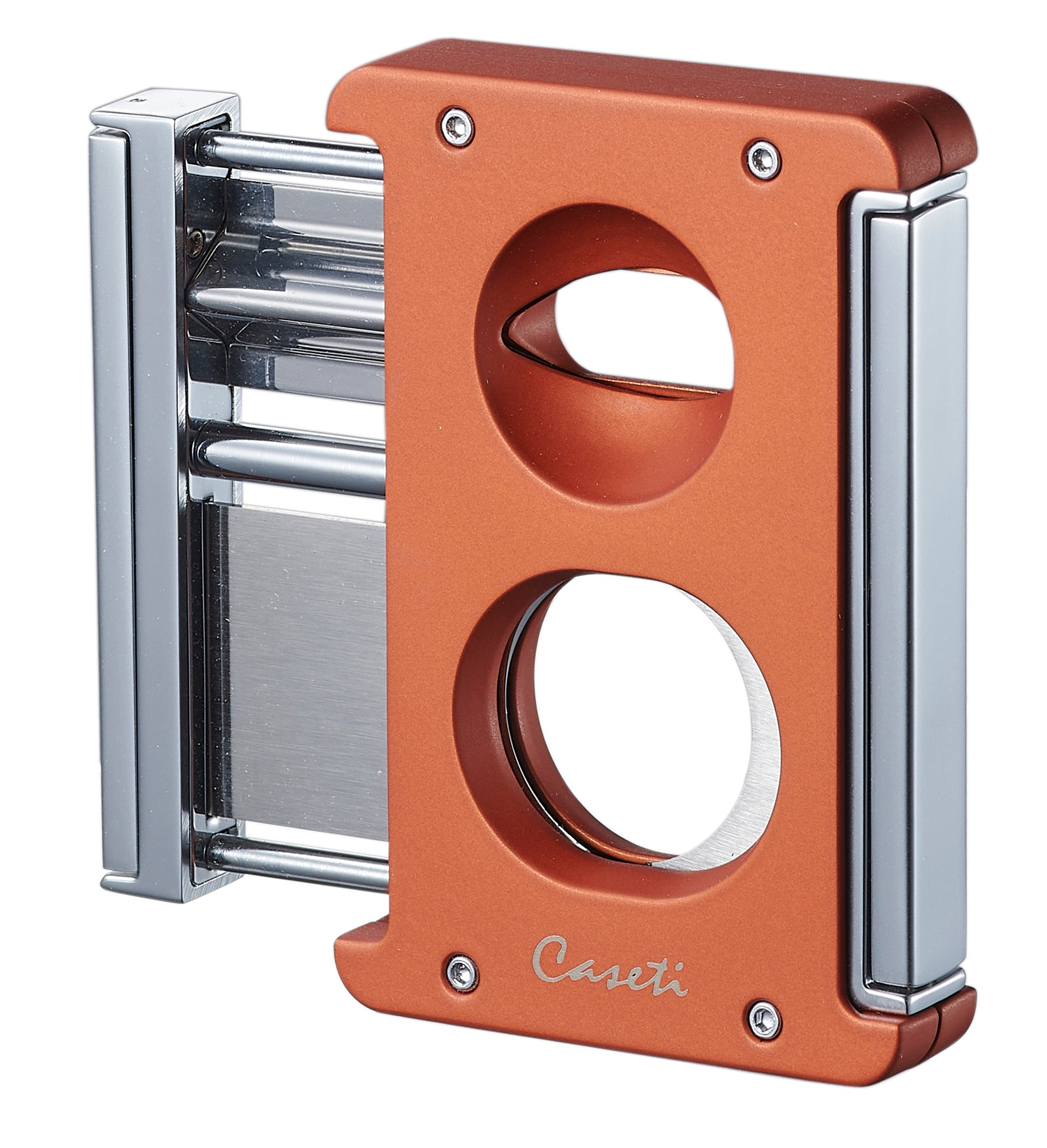 Caseti Trident X 3-in-1 Cigar Cutter with Punch & Guillotine Blades - Premium Stainless Steel Cigar Scissors - Burnt Orange - Perfect for Cigar Aficionados & Gifts for Men