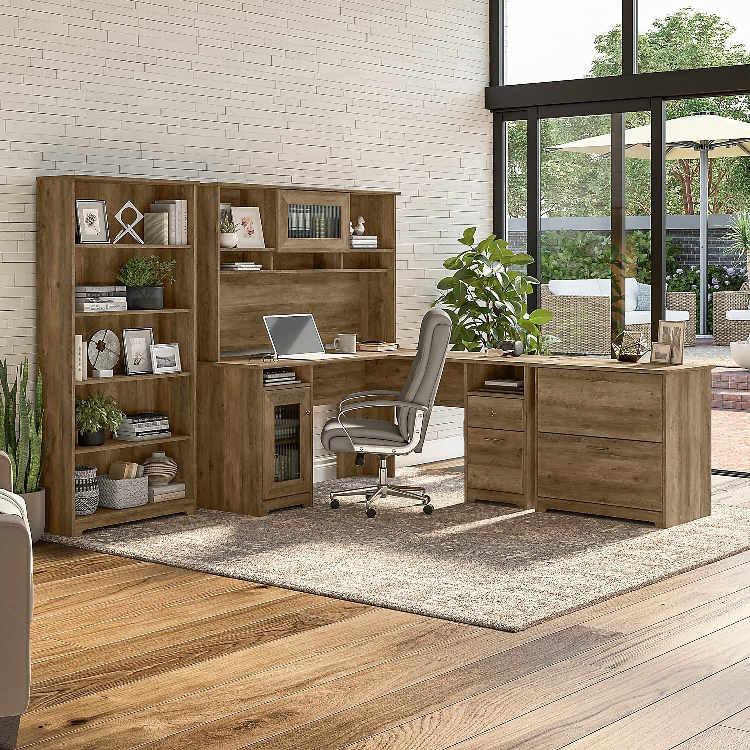 Bush Furniture Cabot 60W Reclaimed Pine Desk Hutch - Home Office Organizer with Storage Shelves for Books, Decor & Office Supplies | Perfect for Small Spaces & Workstations