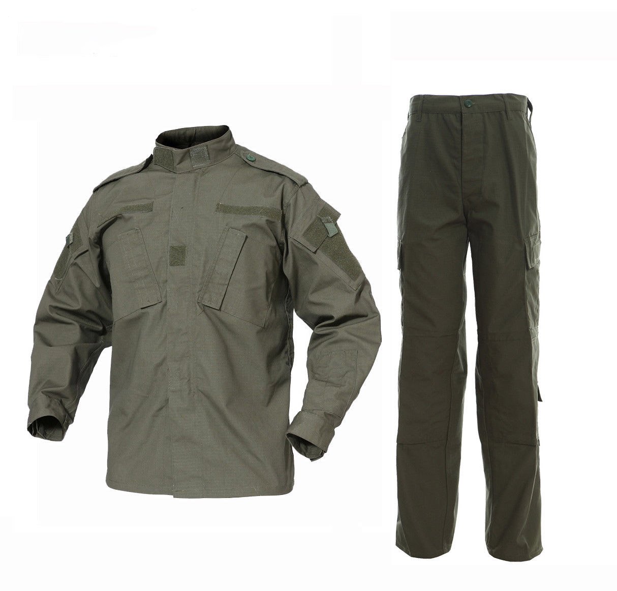 Tactical BDU Combat Pants & Jacket Set - 65% Polyester 35% Cotton Ripstop Fabric - Military Uniform, Airsoft, Outdoor Hunting Gear