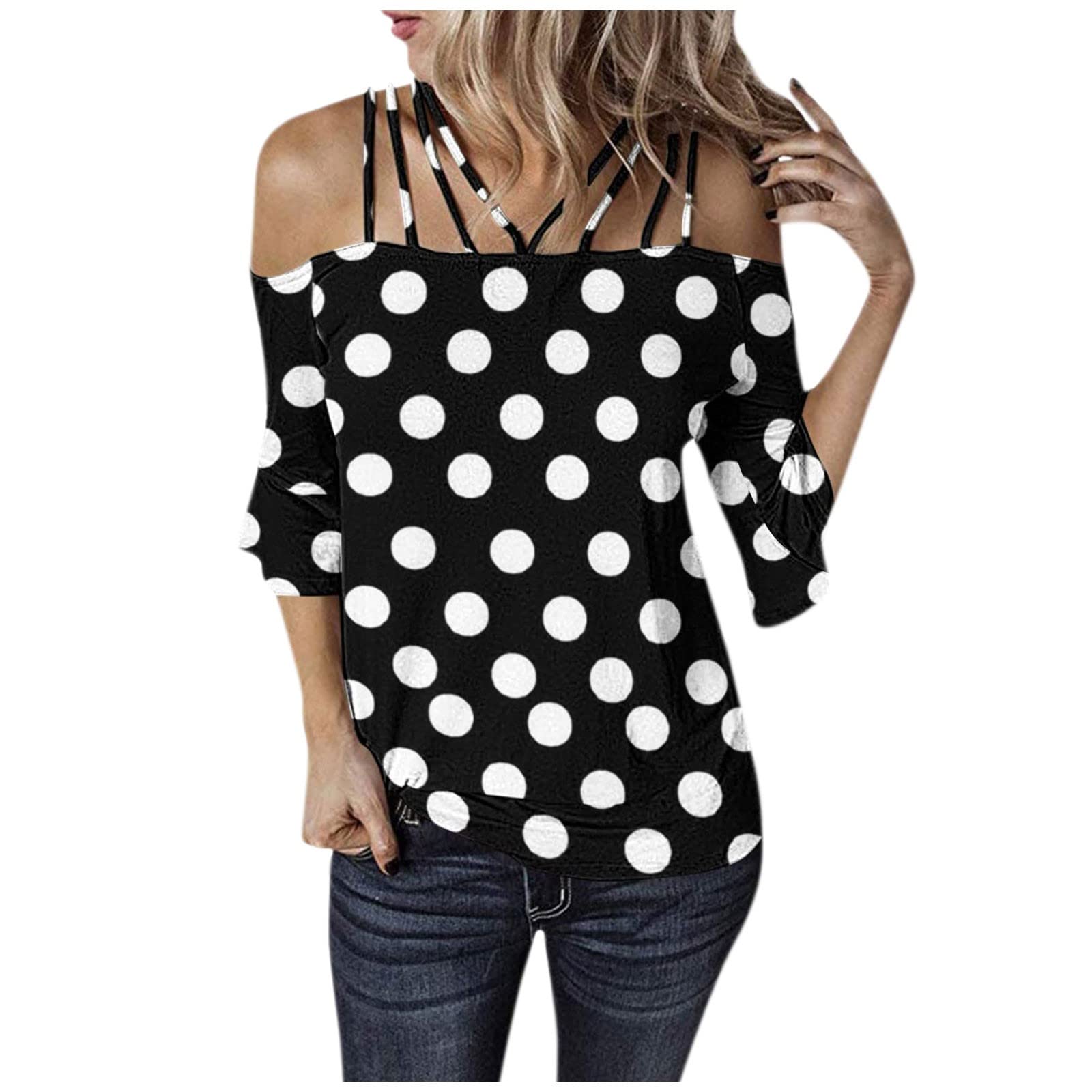 Plus Size Women's Loose Spaghetti Strap T-Shirts & Cold Shoulder Tube Tops - Trendy Half Sleeve Blouses for Casual Wear, Summer Outfits & Beach Vacations