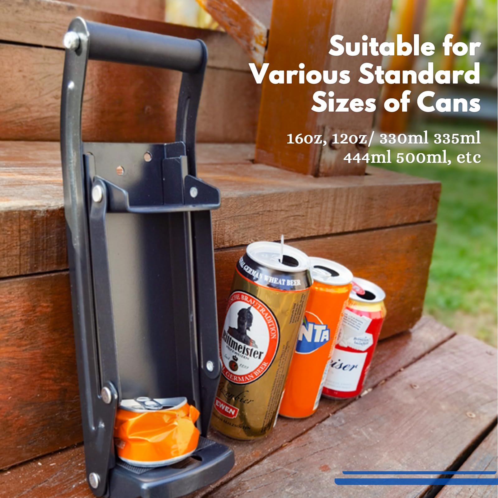 16oz & 12oz Aluminum Can Crusher for Soda & Beer - Wall Mounted Can Smasher with Gloves for Easy Recycling | Perfect for Home, Garage & Outdoor Use