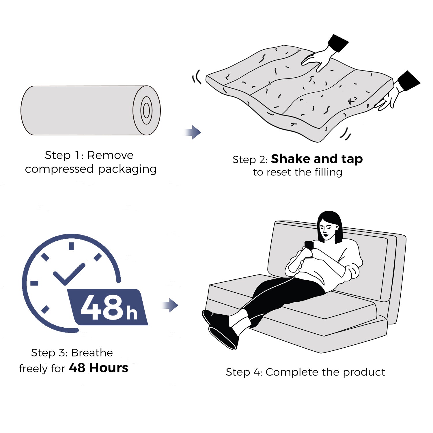 MAXYOYO Bean Bag Folding Sofa Bed - Extra Thick Floor Mattress with Washable Faux Fur Cover (Dark Grey) | Perfect for Living Room, Bedroom, Dorm & Game Room Lounging