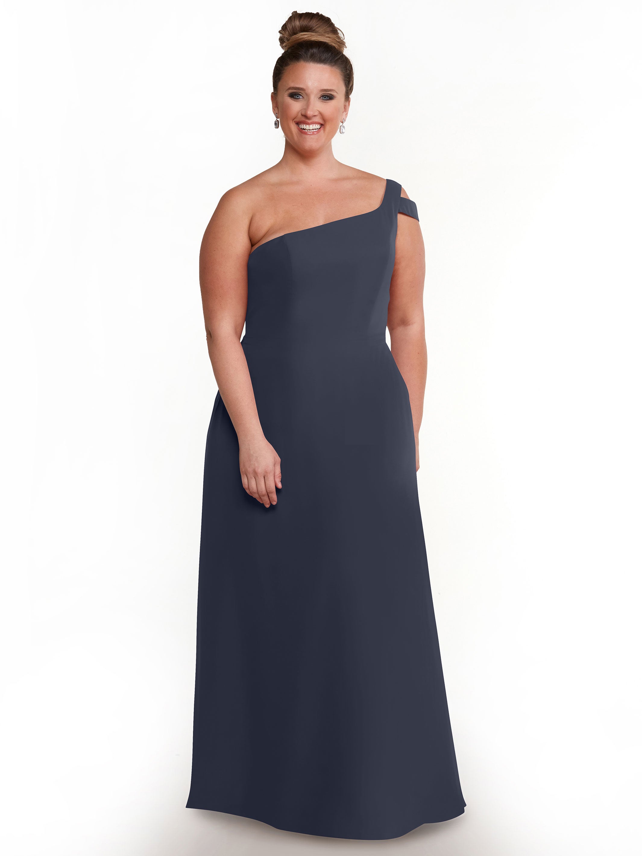 Elegant 80139 Chiffon A-Line One Shoulder Bridesmaid Dress with High Slit - Perfect for Weddings, Formal Events & Evening Parties