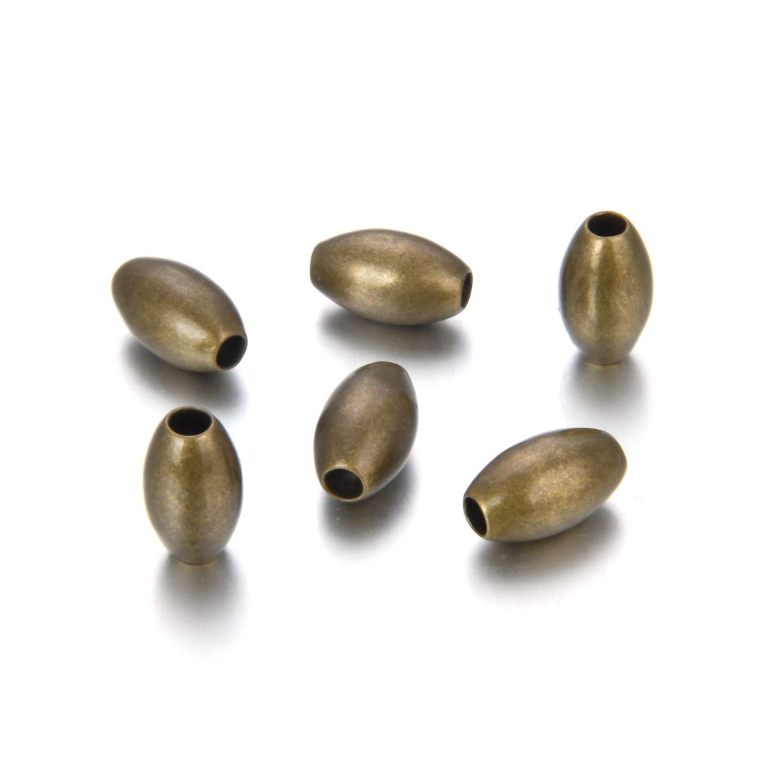 50pcs 8mm Smooth Oval Rice Loose Beads - Antique Bronze Plated Brass Spacer Beads for DIY Jewelry Making, Crafting, Bracelets & Necklaces - Perfect for Boho, Vintage & Handmade Jewelry Designs