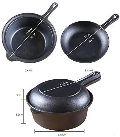 Best Non-Stick Cast Iron Wok Pan - Thickened Bottom Soup Pot for Induction Cooker & Gas Stove - Perfect for Stir-Frying, Stewing, Boiling Milk & Cooking Asian Dishes